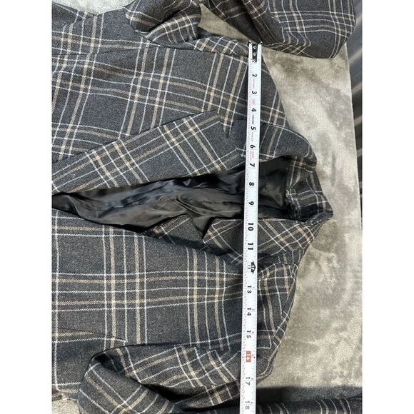 & OTHER STORIES Manteco Double Breasted Plaid Wool Blend Blazer Jacket sz 10 US - Picture 6 of 9